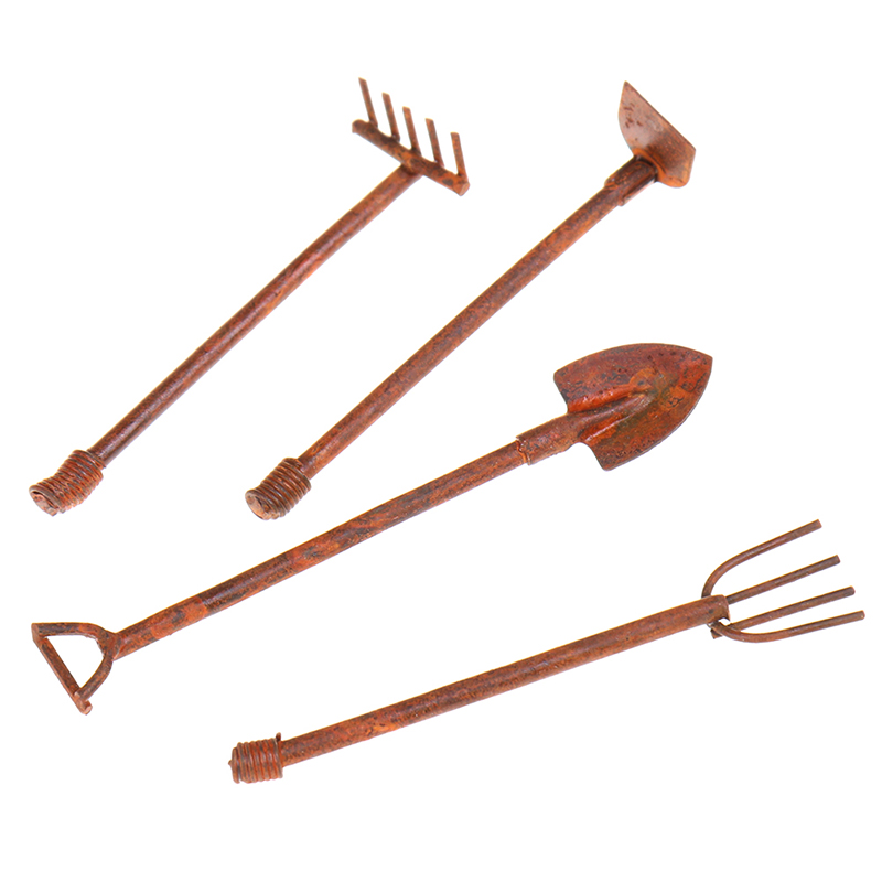 4 قطع أدوات حدائق مصغرة لبيت ا - مراجعة Gardening Tools Toys وسعره