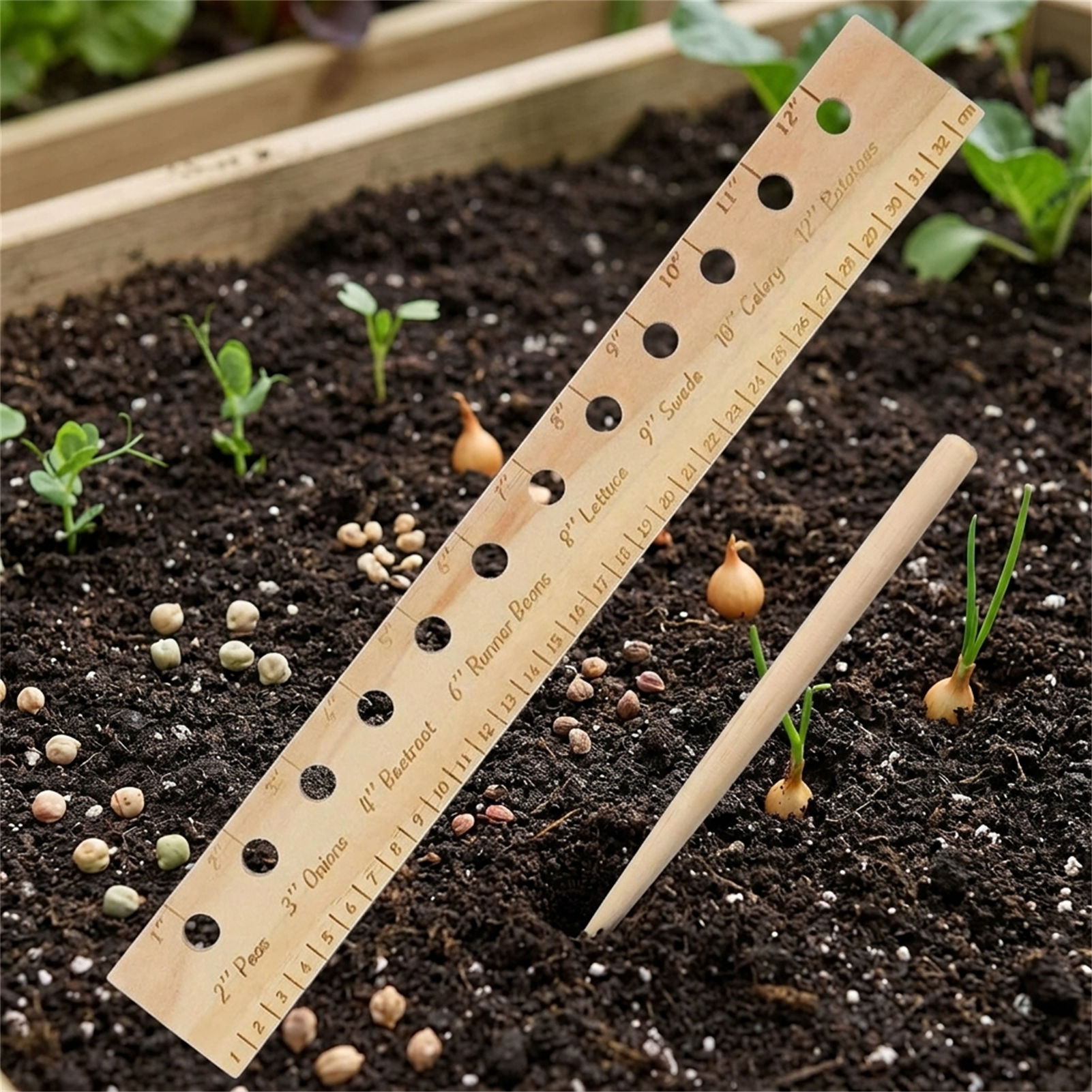 مسطرة زراعة من الخشب الصلب للم - مراجعة Gardening Tools Vegetables وسعره
