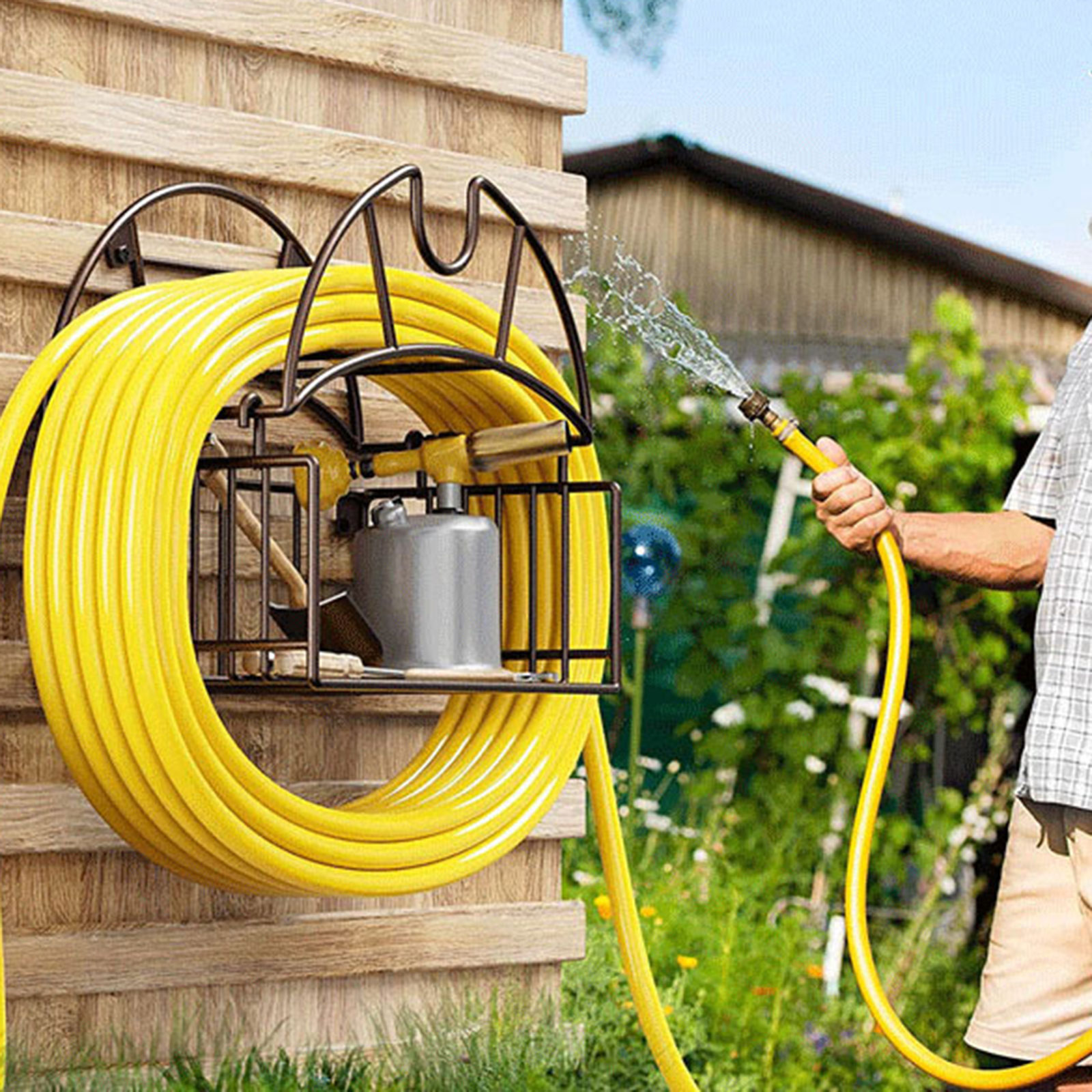 حامل خرطوم حديقة مثبت على الحا - مراجعة Gardening Tools Rack وسعره